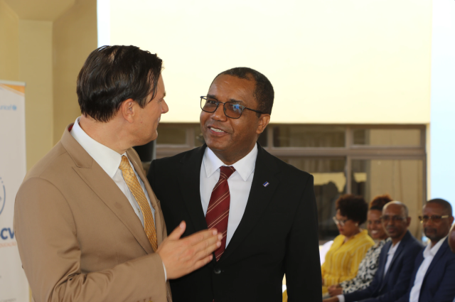 Two men talking