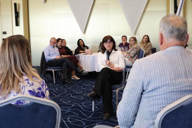 Teachers at a workshop exercise
