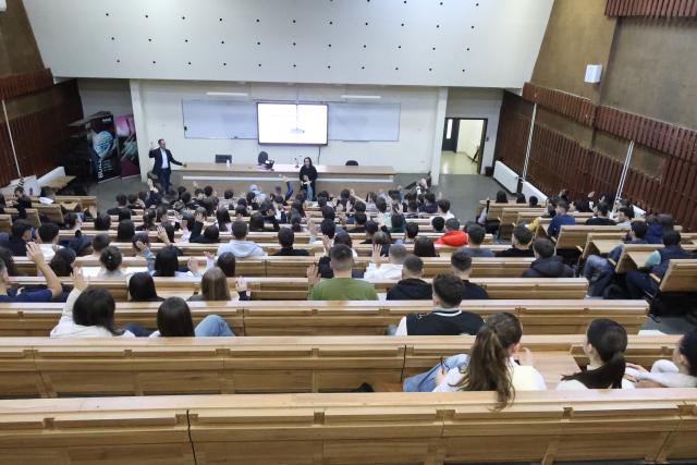 Lectures taking place at university auditorium
