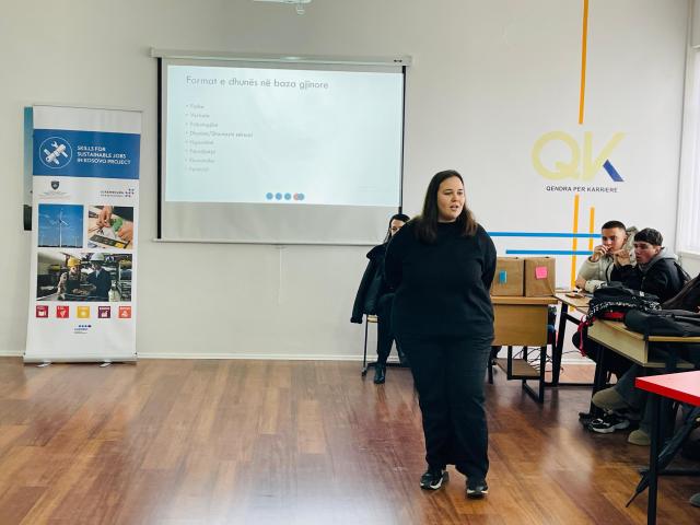 Gender officer presenting online gender based violence to students