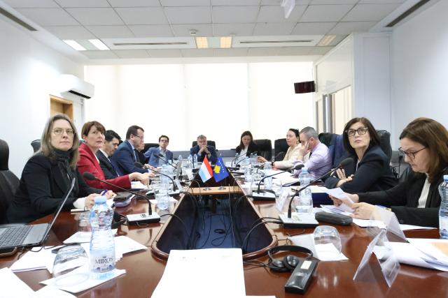 Project and government officials discussing around a table 